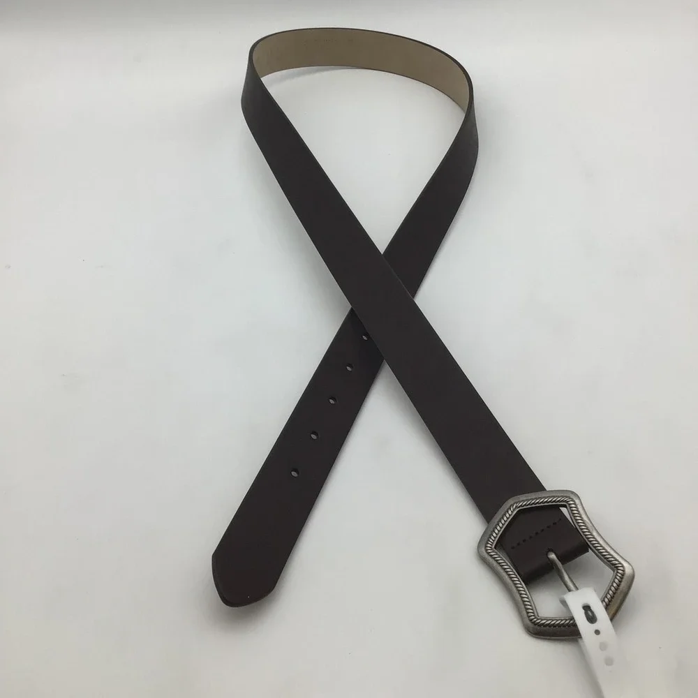 Jessica Simpson Womens Brown‎ Faux Leather Belt Silver Rope Buckle Size XL NEW